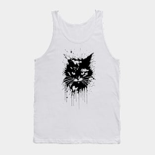 Cat ink splatter Tank Top